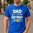 Dad Of The Birthday Boy Astronaut Family Space Planets Men's Casual T-Shirt Royal Blue
