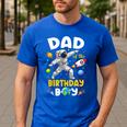 Dad Of The Birthday Boy Astronaut Outer Space Birthday Men's Casual T-Shirt Royal Blue