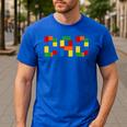 Dad Of The Birthday Boy Building Blocks Bricks Builder Men's Casual T-Shirt Royal Blue