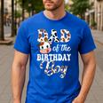 Dad Of The Birthday Boy Cow Farm 1St Birthday Boy Men's Casual T-Shirt Royal Blue