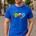 Dad Of The Birthday Boy Birthday Fishing Family Men's Casual T-Shirt Royal Blue