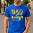 Dad Of The Birthday Boy Master Builder Kids Building Blocks Men's Casual T-Shirt Royal Blue