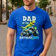 Dad Of The Birthday Boy Monster Truck Dinosaur Party T Rex Men's Casual T-Shirt Royal Blue