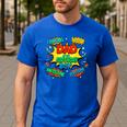 Dad Of The Birthday Boy Shirt Father Superhero Comic Party Men's Casual T-Shirt Royal Blue