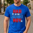 Dad Of The Birthday Boy Spider Web Birthday Party Matching Men's Casual T-Shirt Royal Blue