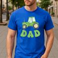 Dad Of The Birthday Boy Tractor Farm Trucks Family Party Men's Casual T-Shirt Royal Blue