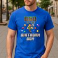 Dad Of The Birthday Boy Video Gamer Pixel Number Men's Casual T-Shirt Royal Blue