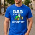 Dad Of The Birthday Boy Vintage Farm Tractor Party Family Men's Casual T-Shirt Royal Blue