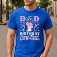 Dad Of The Birthday Cowgirl Pink Disco Rodeo Western Men's Casual T-Shirt Royal Blue