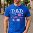 Dad Of The Birthday Girl Cute Pink Matching Family Party Men's Casual T-Shirt Royal Blue
