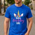 Dad Of The Birthday Girl Father Unicorn Birthday Small Men's Casual T-Shirt Royal Blue