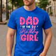 Dad Of The Birthday Girl Pink Bow Birthday Girl Family Men's Casual T-Shirt Royal Blue