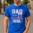 Dad Of The Birthday Girl Pink Bow Flower Birthday Girl Men's Casual T-Shirt Royal Blue