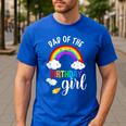 Dad Of The Birthday Girl Rainbow B-Day Matching Family Men's Casual T-Shirt Royal Blue