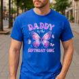 Dad Of The Birthday Girl Tie Dye Butterfly Birthday Family Men's Casual T-Shirt Royal Blue