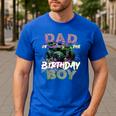 Dad Of The Birthday Monster Truck Family Matching Party Men's Casual T-Shirt Royal Blue