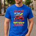 Dad Of The Birthday Racer Race Car Party Family Matching Men's Casual T-Shirt Royal Blue Dad Of The Birthday Racer Race Car Party Family Matching Men's Casual T-Shirt Royal Blue