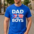 Dad Of Boys Fathers Day Retro Puerto Rico Flag Boricua Dad Men's Casual T-Shirt Royal Blue