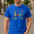 Dad Building Blocks Birthday Boy Men's Casual T-Shirt Royal Blue