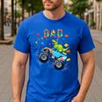 Dad Building Blocks Monster Truck Dinosaur Birthday Men's Casual T-Shirt Royal Blue