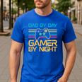 Dad By Day Gamer By Night Video Games Lover Gamer Dad Men's Casual T-Shirt Royal Blue