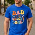 Dad Of The Groovy One 1st Birthday Pregnancy Announcement Men's Casual T-Shirt Royal Blue
