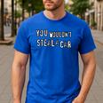 Dad Joke Movie Pirate You Wouldnt Steal A Car Pirate Costume Men's Casual T-Shirt Royal Blue