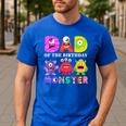 Dad Little Monster Kids 1st Birthday Party Family Monster Small Men's Casual T-Shirt Royal Blue