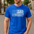 Dad The Man The Myth The Grill Master USA Flag Father's Day Men's Casual T-Shirt Royal Blue