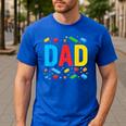 Dad Master Builder Building Bricks Blocks Family Fathers Day Men's Casual T-Shirt Royal Blue