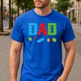 Dad Master Builder Building Bricks Blocks Family Set Parents Small Men's Casual T-Shirt Royal Blue