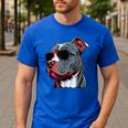 Dad Mom Cool Dog Sunglasses Pitbull Men's Casual T-Shirt Royal Blue