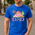 Dad Pink Farm Animal Birthday Kids Matching Family Men's Casual T-Shirt Royal Blue