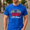 Dad Pit Crew Birthday Party Race Car Lover Racing Family Men's Casual T-Shirt Royal Blue