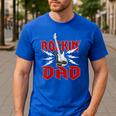 Dad Rockin One Birthday Family Matching Rock Guitar Men's Casual T-Shirt Royal Blue