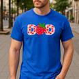 Dad Strawberry First Birthday Family Strawberry Men's Casual T-Shirt Royal Blue