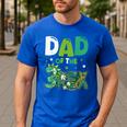 Dad Of The Three Rex Birthday Dinosaur Family Matching Men's Casual T-Shirt Royal Blue