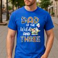 Dad Of The Wild And Three 3 Birthday Zoo Theme Safari Jungle Men's Casual T-Shirt Royal Blue