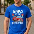 Dada Of The Birthday Boy Fire Truck Firefighter 1St Party Men's Casual T-Shirt Royal Blue