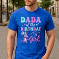 Dada Of The Birthday For Girl Dinosaur T-Rex Party Family Men's Casual T-Shirt Royal Blue