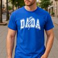 Dada Lightning Bolt Checkered Varsity Dad Men Father's Day Men's Casual T-Shirt Royal Blue Dada Lightning Bolt Checkered Varsity Dad Men Father's Day Men's Casual T-Shirt Royal Blue