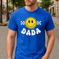 Dada One Happy Dude Birthday Theme 1st Family Matching Mom Men's Casual T-Shirt Royal Blue