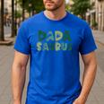 Dada Saurus Dad Dinosaur Three Rex Birthday Boy Girl Family Men's Casual T-Shirt Royal Blue