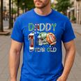 Daddy Of The 1 Year Old Football Lover 1st Birthday Boy Men's Casual T-Shirt Royal Blue