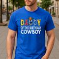 Daddy 1st Birthday Cowboy Western Daddy Birthday Boy Men's Casual T-Shirt Royal Blue