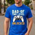 Daddy Again Leveled Up To Dad Of 2 Gamer Dad Level Unlocked Men's Casual T-Shirt Royal Blue