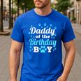 Daddy Of The Birthday Boy Dog Paw Bday Party Celebration Small Men's Casual T-Shirt Royal Blue