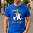 Daddy Of The Birthday Girl Dabbing Unicorn Princess And Dad Men's Casual T-Shirt Royal Blue