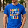Daddy Of The Birthday Girl Groovy Themed Father Dad Men's Casual T-Shirt Royal Blue
