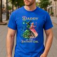 Daddy Of The Birthday Girl Pink And Green Family Matching Men's Casual T-Shirt Royal Blue